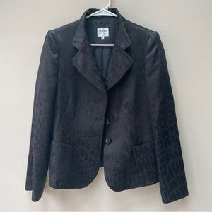 Armani Collezioni Black Satin Women’s Jacquard Reptile Skin Blazer Size 10